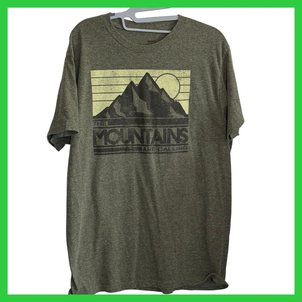 Sonoma‎ Mens The Mountains Are Calling Graphic T-Shirt Heather Green Size XL